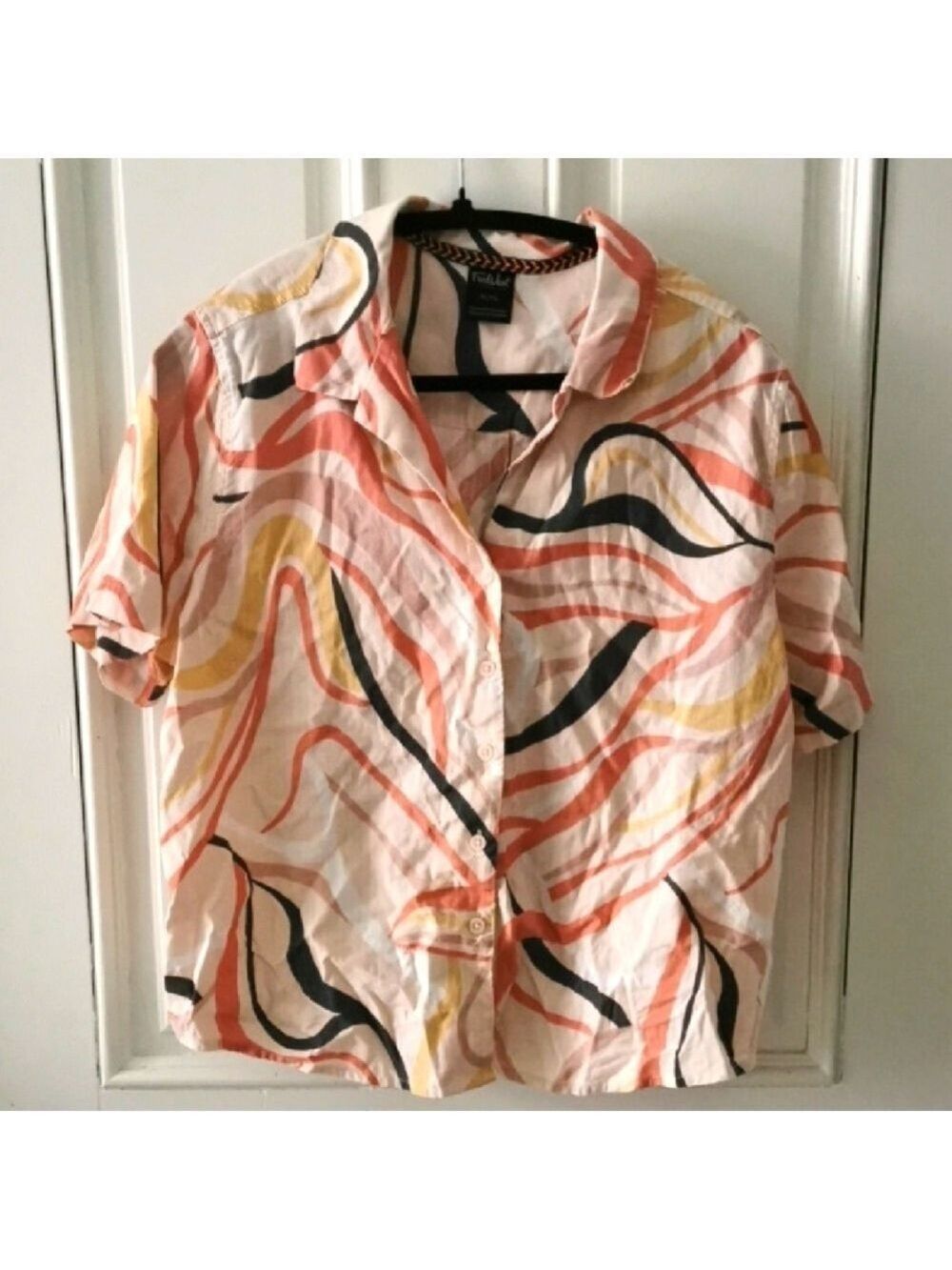 Far West beachy boho abstract boxy blouse. Size XL. EUC